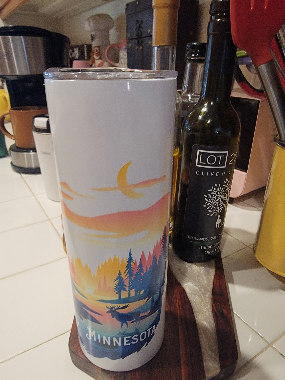 Minnesota Scenic Stainless Tumbler - White with Sunset Artwork